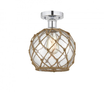 Farmhouse Rope - 1 Light - 8 inch - Polished Chrome - Semi-Flush Mount (3442|616-1F-PC-G122-8RB)