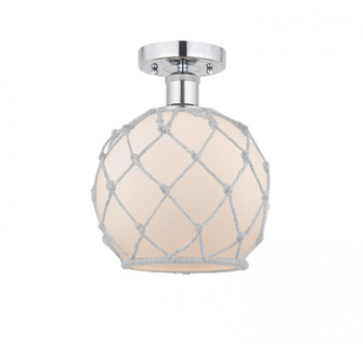 Farmhouse Rope - 1 Light - 8 inch - Polished Chrome - Semi-Flush Mount (3442|616-1F-PC-G121-8RW)
