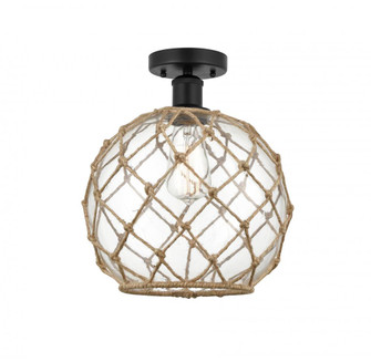 Farmhouse Rope - 1 Light - 10 inch - Matte Black - Semi-Flush Mount (3442|616-1F-BK-G122-10RB)