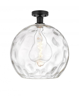 Athens Water Glass - 1 Light - 13 inch - Matte Black - Semi-Flush Mount (3442|616-1F-BK-G1215-14)