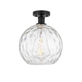 Athens Water Glass - 1 Light - 10 inch - Matte Black - Semi-Flush Mount (3442|616-1F-BK-G1215-10)