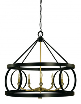 5-Light Matte Black/Satin Pewter Amelia Dining Chandelier (84|5705 MBLACK/SB)