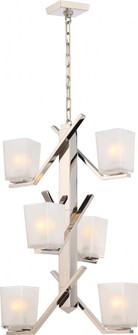 Timone - 6 Light Pendant with Etched Sandstone Glass; Polished Nickel Finish (81|60/5094)