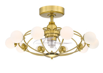 Kerring 32 inch Indoor Ceiling Fan with LED Light Kit - Brushed Satin Brass with Clear blades (90|FP3073BS)