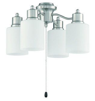 4 Light Universal Energy Star Fan Light Kit in Brushed Polished Nickel w White Glass (20|LK403107-BNK-WG-LED)