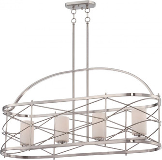 Ginger - 4 Light Island Pendant with Satin White Glass - Brushed Nickel Finish (81|60/5334)