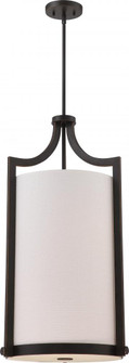 Meadow - 4 Light Large Foyer Pendant with White Fabric Shade - Russet Bronze Finish (81|60/5890)