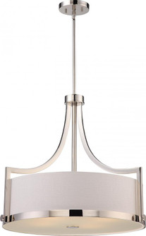 Meadow - 4 Light Pendant with White Fabric Shade - Polished Nickel Finish (81|60/5881)