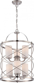 Ginger - 6 Light 2 Tier Chandelier with Satin White Glass - Brushed Nickel Finish (81|60/5329)