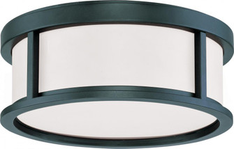 Odeon - 2 Light 13'' Flush Dome with Satin White Glass - Aged Bronze Finish (81|60/2981)