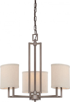 Gemini - 3 Light Chandelier with Khaki Fabric Shades - Hazel Bronze Finish (81|60/4857)