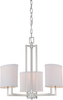 Gemini - 3 Light Chandelier with Slate Gray Fabric Shades - Brushed Nickel Finish (81|60/4757)