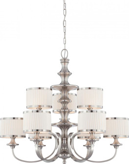 Candice - 9 Light Chandelier with Pleated White Shades - Brushed Nickel Finish (81|60/4739)