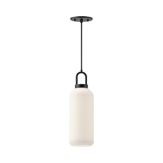 Soji 5-in Matte Black/Opal Matte Glass 1 Light Socket Pendant (7713|PD401505MBOP)