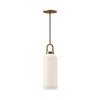 Soji 5-in Aged Gold/Opal Matte Glass 1 Light Socket Pendant (7713|PD401505AGOP)