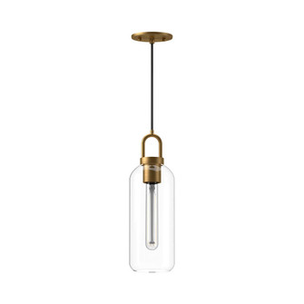 Soji 5-in Aged Gold/Clear Glass 1 Light Pendant (7713|PD401505AGCL)