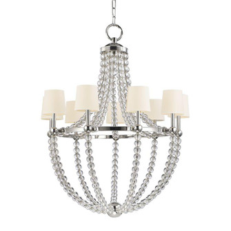 9 LIGHT CHANDELIER w/WHITE SHADE (57|3119-PN-WS)