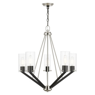5 Light Brushed Nickel & Black Chandelier (108|51165-91)