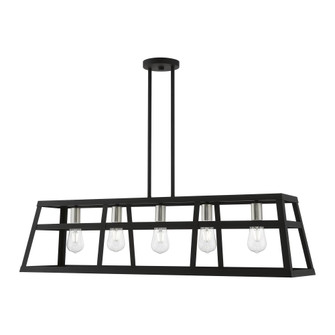 5 Light Black with Brushed Nickel Accents Linear Chandelier (108|49565-04)