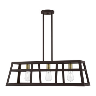 3 Light Bronze with Antique Brass Accents Linear Chandelier (108|49563-07)