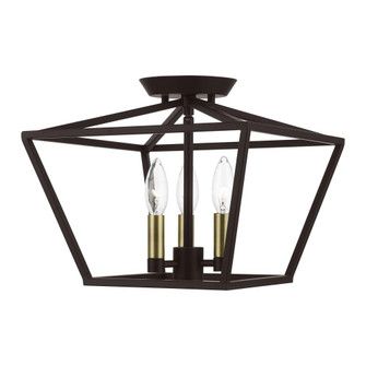 3 Light Bronze with Antique Brass Accents Square Semi-Flush (108|49430-07)