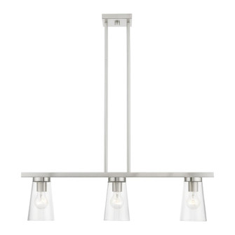 3 Light Brushed Nickel Linear Chandelier (108|46713-91)