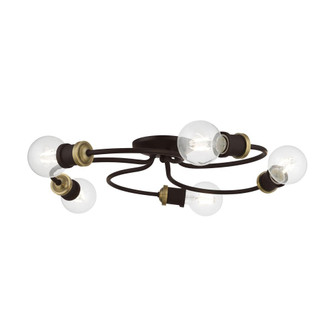 5 Light Bronze with Antique Brass Accents Large Flush Mount (108|46385-07)