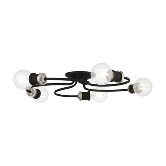 5 Light Black with Brushed Nickel Accents Large Flush Mount (108|46385-04)