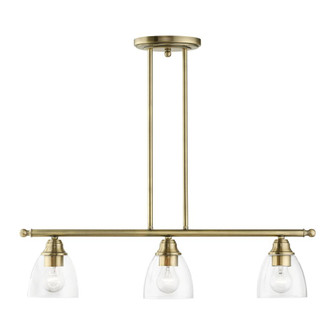 3 Light Antique Brass Linear Chandelier (108|46337-01)