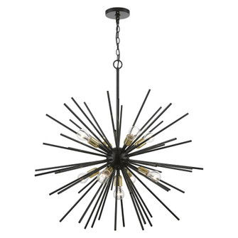 9 Light Shiny Black with Polished Brass Accents Foyer Pendant Chandelier (108|46176-68)