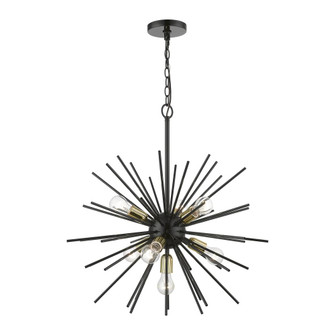 7 Light Shiny Black with Polished Brass Accents Pendant Chandelier (108|46175-68)