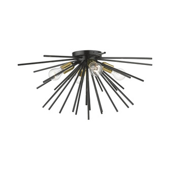 4 Light Shiny Black with Polished Brass Accents Large Flush Mount (108|46170-68)
