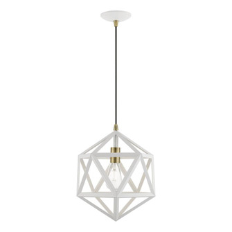 1 Light Textured White with Antique Brass Accents Pendant (108|41328-13)