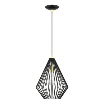 1 Light Shiny Black with Polished Brass Accents Pendant (108|41325-68)