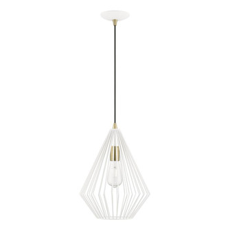 1 Light Textured White with Antique Brass Accents Pendant (108|41325-13)