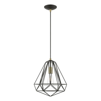 1 Light Textured Black with Polished Chrome Accents Pendant (108|41324-14)