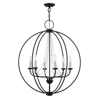 6 Light Black with Brushed Nickel Finish Candles Globe Pendant Chandelier (108|40916-04)
