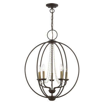 5 Light Bronze with Antique Brass Finish Candles Globe Chandelier (108|40915-07)