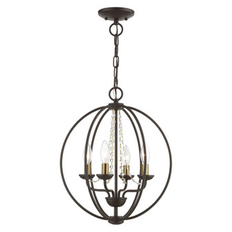 4 Light Bronze with Antique Brass Finish Candles Globe Convertible Chandelier/ Semi-Flush (108|40914-07)