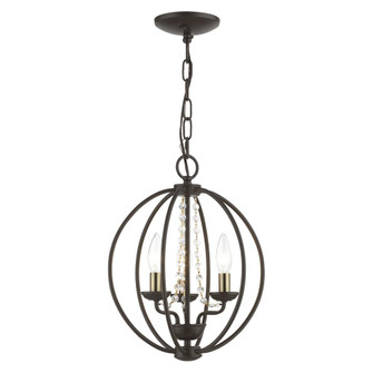 3 Light Bronze with Antique Brass Finish Candles Globe Convertible Mini Chandelier/ Semi-Flush (108|40913-07)