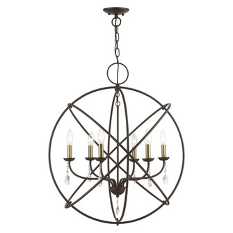 6 Light Bronze with Antique Brass Finish Candles Globe Pendant Chandelier (108|40906-07)
