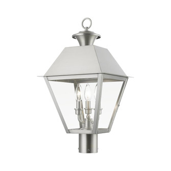 3 Light Brushed Nickel Outdoor Large Post Top Lantern (108|27219-91)