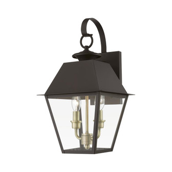 2 Light Bronze with Antique Brass Finish Cluster Outdoor Medium Wall Lantern (108|27215-07)