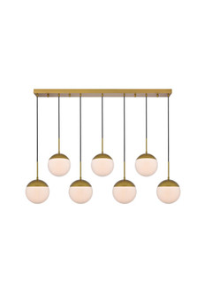 Eclipse 7 Lights Brass Pendant with Frosted White Glass (758|LD6090BR)