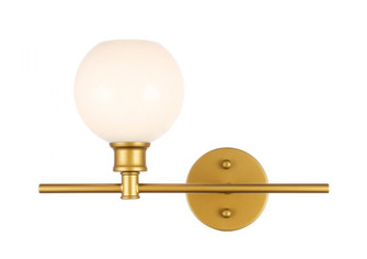 Collier 1 light Brass and Frosted white glass right Wall sconce (758|LD2303BR)
