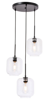 Collier 3 Light Black and Clear Glass Pendant (758|LD2274BK)