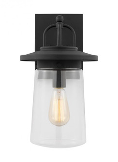 Tybee traditional 1-light outdoor exterior medium wall lantern in black finish with clear glass shad (38|8608901-12)