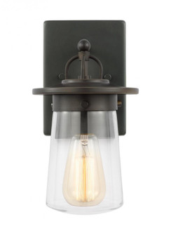 Tybee traditional 1-light outdoor exterior small wall lantern in antique bronze finish with clear gl (38|8508901-71)