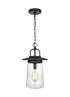 Tybee traditional 1-light outdoor exterior pendant in black finish with clear glass shade (38|6208901-12)