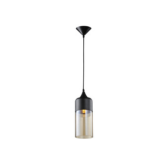 Robertson 5''W Cylinder Pendant in Black/Amber Bronze Glass (4450|HF9112-BK/BZ)
